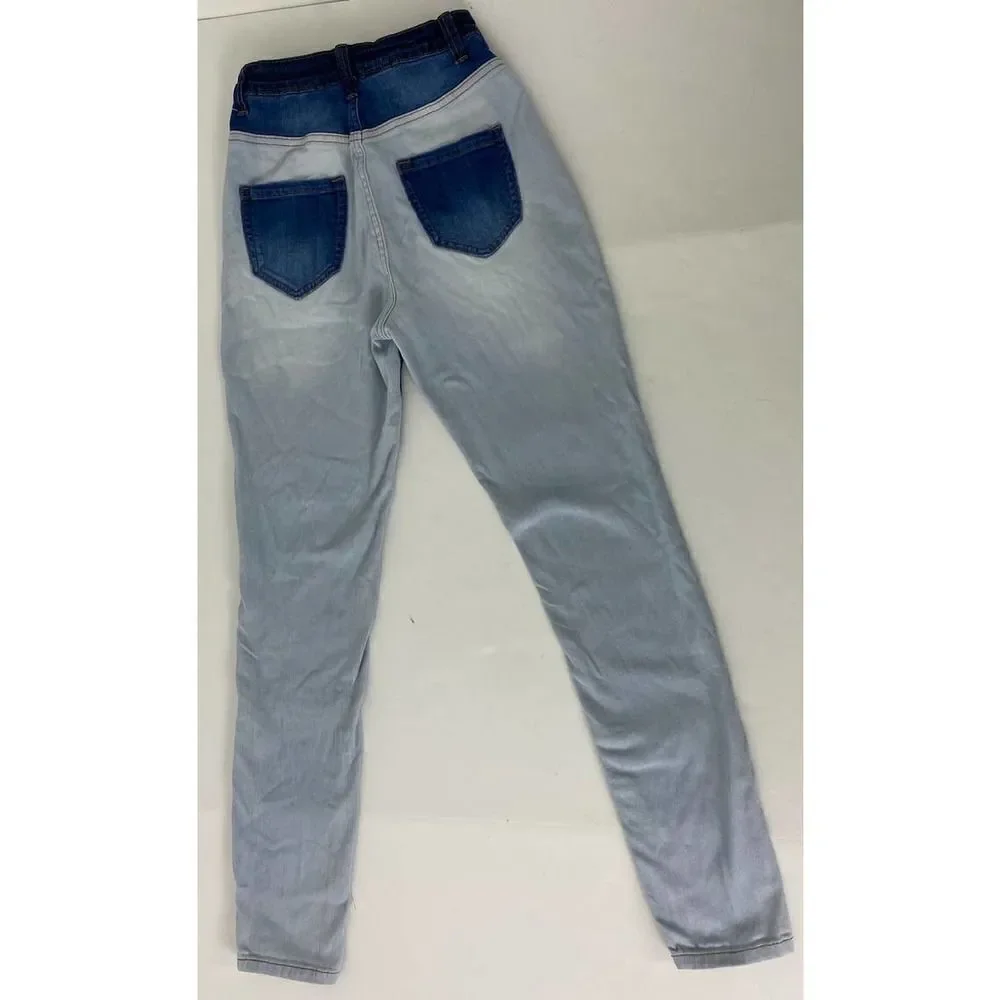 Fashion Nova High Rise Patchwork Three-Tone Skinny Mom Jeans - Size 7